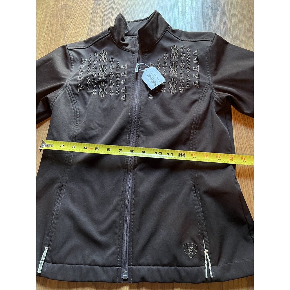 Ariat Jacket Womens Small Brown SoftShell Western Embroidered Aztec Zip Rodeo‎ - Picture 9 of 12